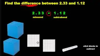 Subtracting Decimals Using Base Ten Blocks