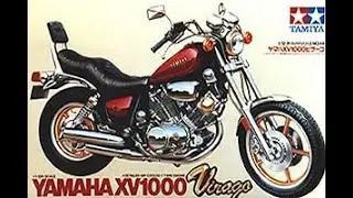 The finished Tamiya 1/12 scale Yamaha VX1000 Virago Motorcycle plastic scale model kit