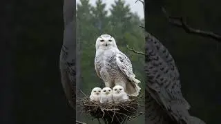 Snowy Owl Family in A Nest 🦉🦉