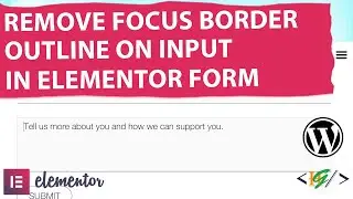 How to Remove Focus Border Outline on Input Field / Textarea in Form in Elementor Pro WordPress