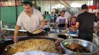 Famous uzbek wedding pilaf in 2 pots pilaf center