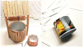 Идея поделки из банки от чипсов и потолочной плитки. Миниатюрный колодец. Miniature well