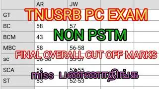 tnusrb pc exam overall cut off marks 2021/ tnusrb today news/ results 2021/tnusrb latest updates