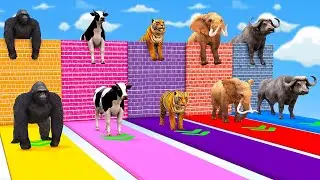 FOUNTAIN CROSSING ANIMAL Cow, Gorilla, Zombie t-Rex, Elephant, Tiger, Lion, Wild Animals Game