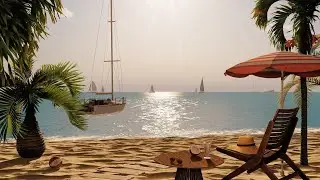 Warm Summer Day at the Beach Ambience with Relaxing Ocean Waves Sounds | Cozy Sounds