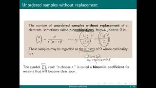 Unordered samples without replacement