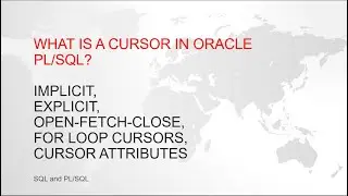 Cursors in Oracle PL/SQL | Oracle PLSQL concepts