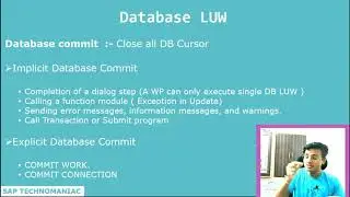 SAP LUW and Database LUW ( logical unit of work )