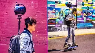 Onewheel with a $15,000 VR Camera on a backpack! Google Street View Insta360 Titan / Pro 2 Tutorial