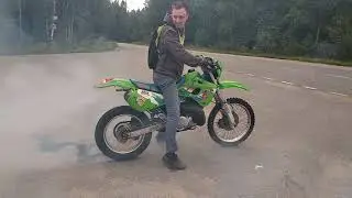 Kawasaki KDX 250 SR burnout. Бернаут на эндуро