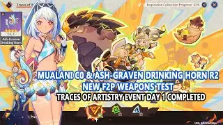 Mualani C0 & Ash-Graven Drinking Horn R2 New F2P Weapons Reward | Traces of Artistry Event Day 1