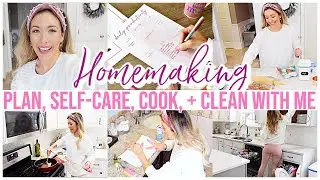DAY IN MY LIFE QUARANTINE HOMEMAKING WITH ME! PLAN, SELF-CARE, COOK + CLEAN 