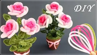 🌹 Цветы Розы своими руками из синельной проволоки 🌹 Pipe Cleaners DIY