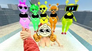 NEW SPRUNKI FAMILY POOL PARTY MISS TREE & MISS SUN & MISS FUN COMPUTER In Garry's Mod Incredibox!