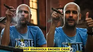 😂 Pep Guardiola smokes Cigar during Manchester City Treble Parade