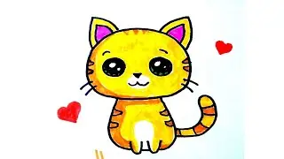 Как нарисовать котёнка фломастерами Простой мастер класс для детей