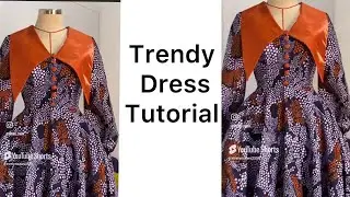 Tutorial on trendy v neckline with collar circle dress