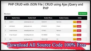 PHP CRUD with JSON File || CRUD using Ajax jQuery and PHP