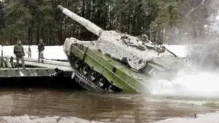 German Made Leopard 2 Shows its Incredible Power During River Crossing