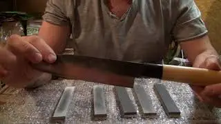 Японский нож на заточке.Камни Gritalon масляные.