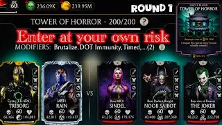 Tower of Horror Boss Match 200 & 170, 190 Fight + Rewards MK Mobile 2024 | Boss Darkest Noob