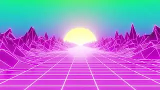 SYNTHWAVE Road CYAN Sky Background Loop 🌌 No Copyright Background | Video 4K Video (Ultra HD)