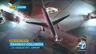 4 hospitalized after jet and bus collide on taxiway at LAX
