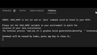 Visual studio code error JAVA_Home is not set and no 'java' command could be found in your path