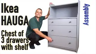 Ikea HAUGA Chest of 3 drawers with shelf Assembly instructions