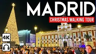MADRID, Spain 🇪🇸 FULL STREETS & Christmas Lights 4K Walking Tour