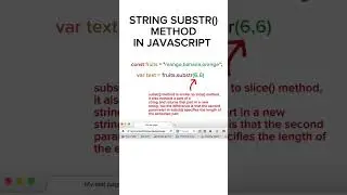 how to use substr() method in strings in JavaScript.#javascript #strings