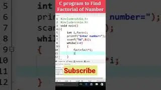 C Program to Find  Factorial of Number #shorts #cprogramming