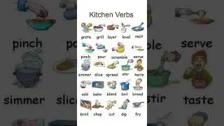 Kitchen Verbs, Cooking Verbs List with Pictures  #grammar #sentences #learnenglish #vocabulary #verb