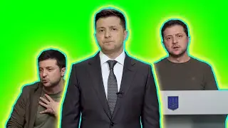 President Vladimir Zelensky WAR IN UKRAINE FOOTAGE GREEN SCREEN