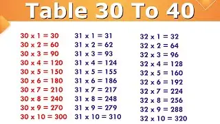 TABLE 30 TO 40 || 30 se 40 Tak pahada || 30 to 40 Table