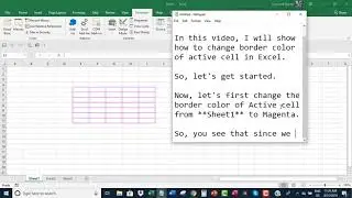 Change border color of active cell in Excel