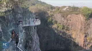 Thrilling! Glass bottom skywalk opens at worlds 1st quarry hotel