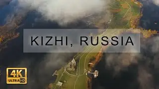 Kizhi Island in autumn. Aerial video in 4K