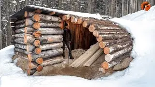 Man Builds Warm Survival Shelter for Winter | Start to Finish Build By 