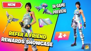 Fortnite | REFER A FRIEND REWARDS - Locker Showcase (Free Rainbow Racer Skin & Rewards!)