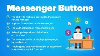 CS-Cart Messenger Buttons (Viber, Skype, WhatsApp, Telegram, Facebook Messenger)