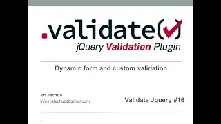 Dynamic Custom Validation | Dynamically add custom validation | Dynamic validation on dynamic form