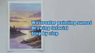 How to draw a sunset step by step. Free art lessons. Drawing tutorial and lesson for beginners.