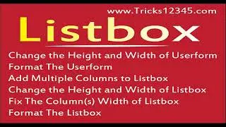 VBA Macros: Add Columns Dynamically To The Listbox || Change Height and Width of Userform, Listbox