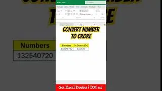 Convert Number into Crores In Excel 