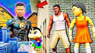 Franklin and Shinchan & Pinchan play HIDE AND KILL with Squid Game Doll In GTA 5