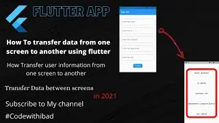 How To Transfer Data From One  Screens to Another using flutter | Pass Data Between Screens  flutter