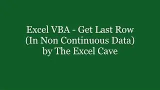 Excel VBA Get Last Row