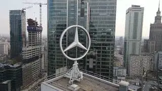 Drone Shot of Logo Sign on Top of Skyscraper Free Stock Footage | No Copyright Videos