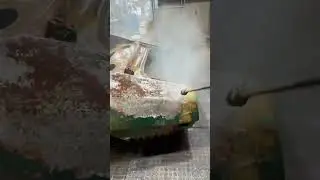 Pressure washing the paint off a 1970 Camaro Z28 after a chemical dip. #cars #restoration #chevy